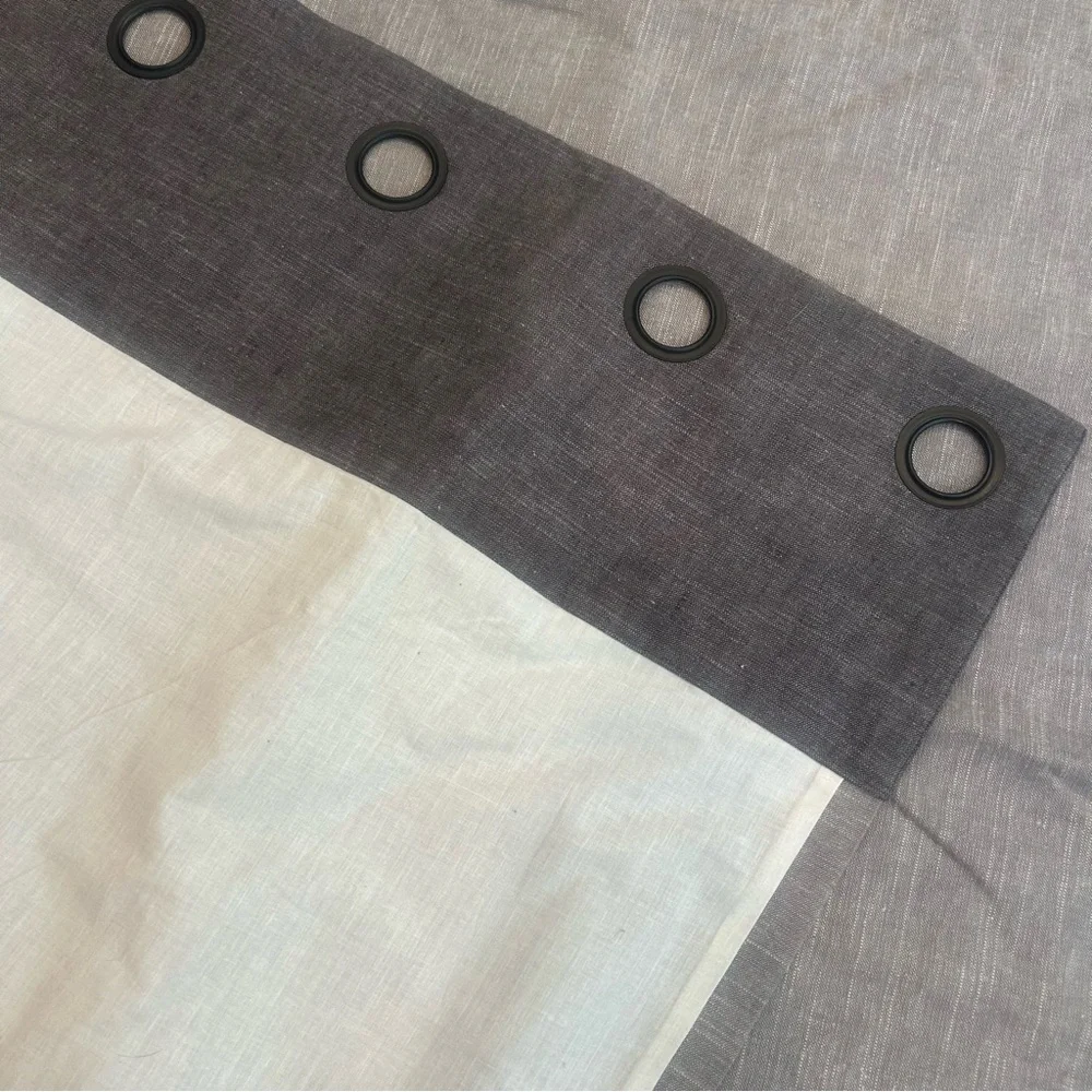Pottery Barn Dark Gray Curtain Panels Set 2 Linen Cotton Blend Minimalist